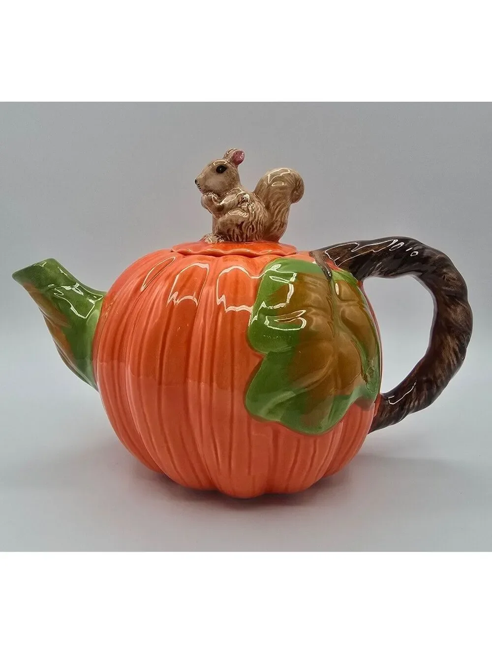 Vintage Hard to Find FWC Pumpkin Teapot with Squirrel Lid The Cook's Bazaar